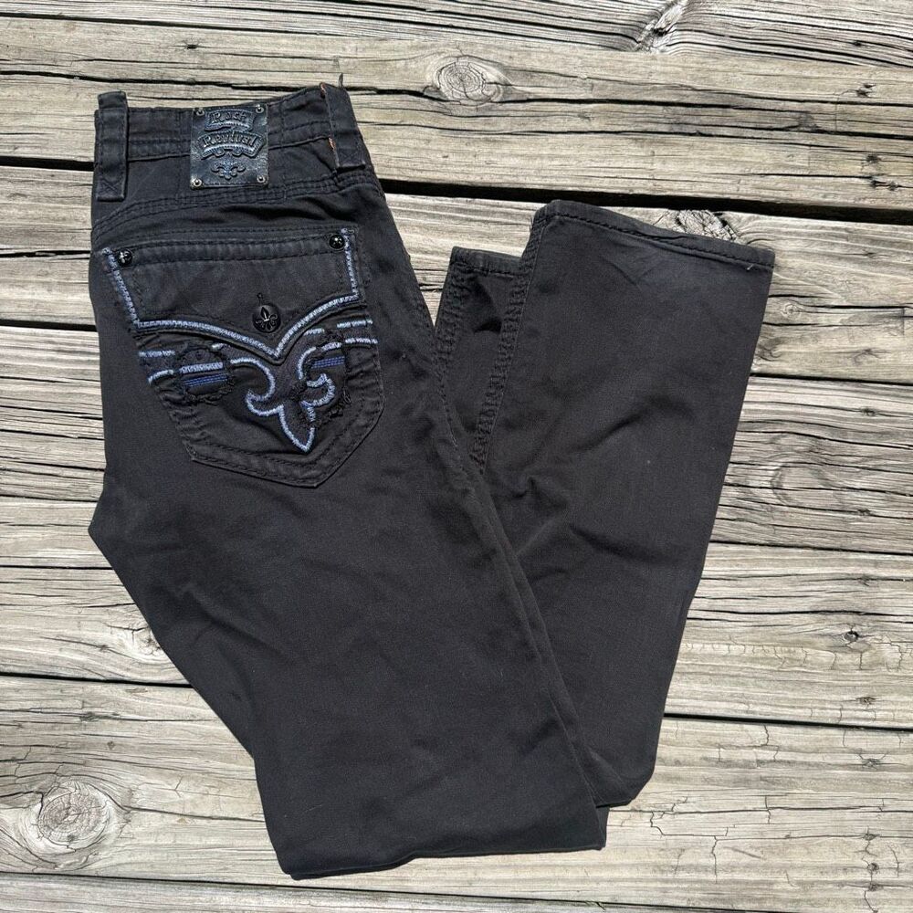 Rock Revival Tobin Relaxed St 17 Jewel Black Sapphire Men’s Distressed Jeans